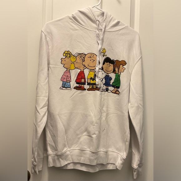Peanuts Tops - Peanuts White Cotton Blend Hoodie